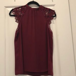 EXPRESS- burgundy crochet cap sleeve blouse